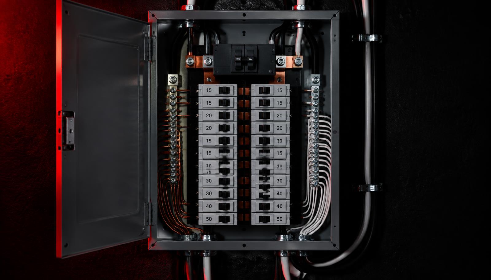 Hauser Electric electrician working on a panel